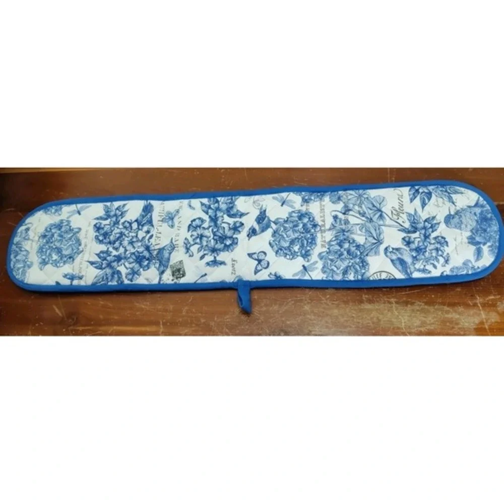 Michel‎ Design Works Double Oven Glove Mitts Blue Bird Flower Postal Euc